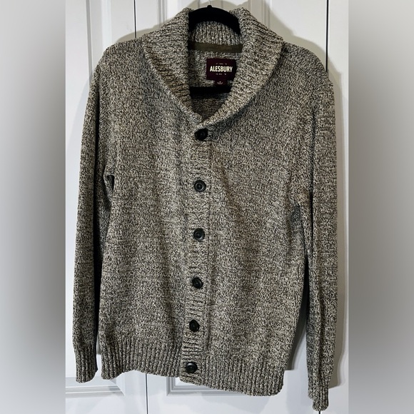 Alesbury Other - Alesbury Sweater Cardigan Mens MED Blue Navy Knit Shawl Clifton Button Up Cable